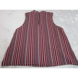 9-H15 STCL Knit Top Womens Large Multi-Color Striped Mock Neck Sleeveless